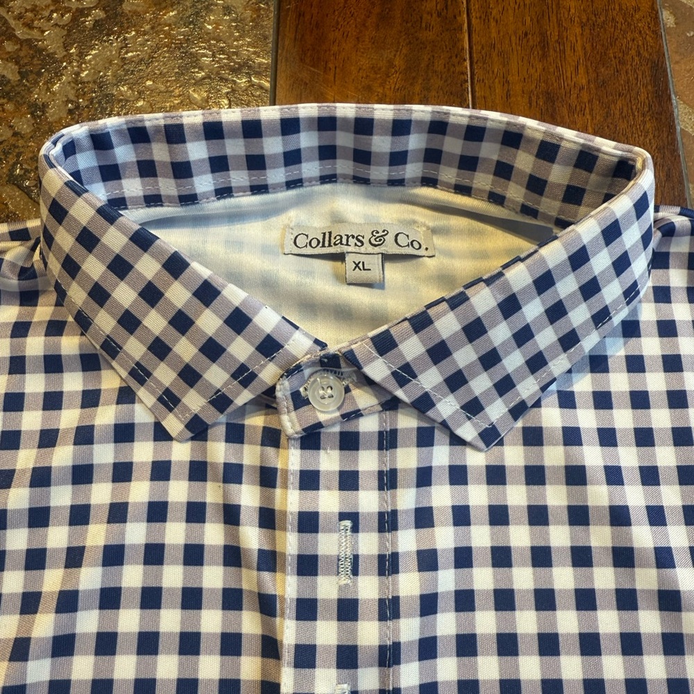 Collars & Co Blue Checkered Men's Button Down Shirt